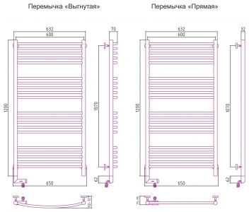 Полотенцесушитель электрический Сунержа Богема 2.0 1200x600